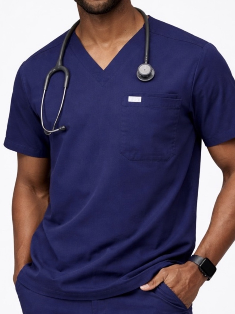 FIGS Leon Scrub Top Medium Navy Blue FIONx V-Neck Medical Uniform
